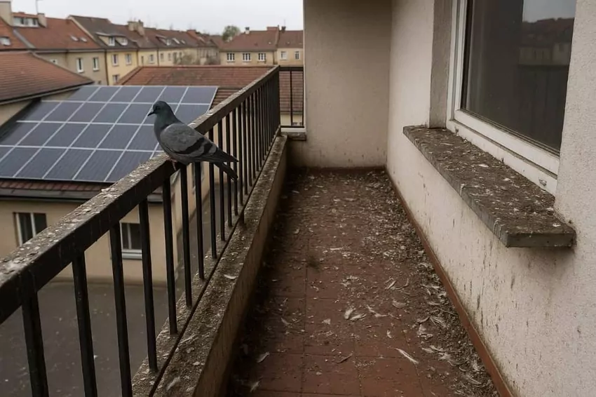 Zamontuj kolce lub siatki ochronne, które uniemożliwią gołębiom siadanie na balustradzie sprzątanie po gołębiach