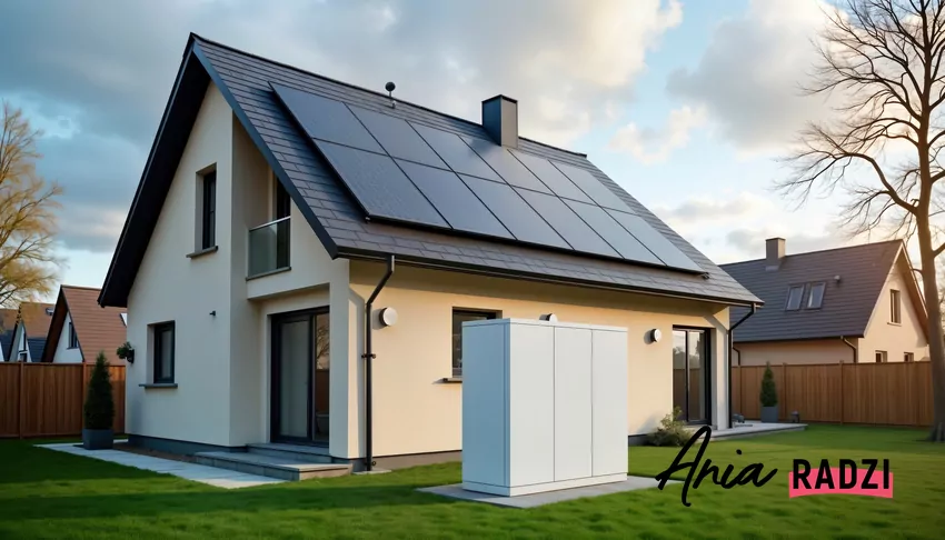 Magazyn energii obok domu jednorodzinnego
