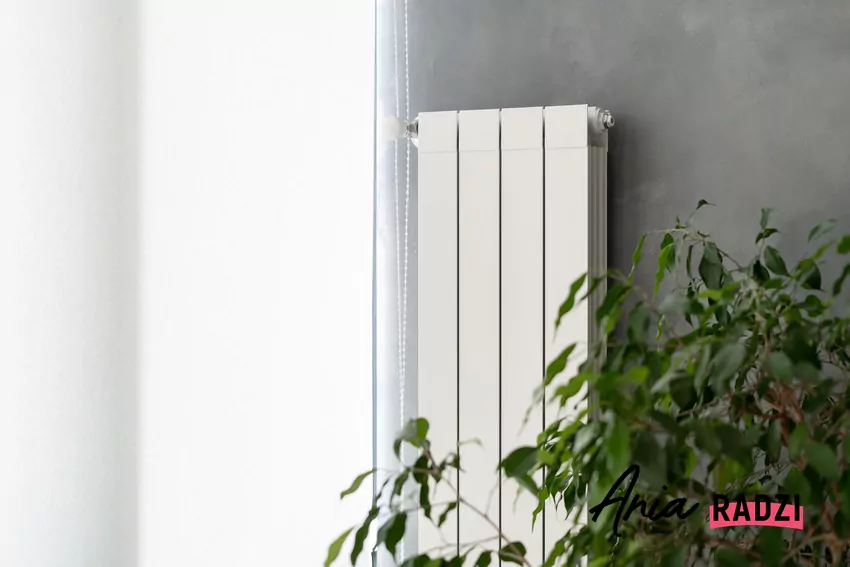 Nowoczesne systemy grzewcze współpracują z asystentami głosowymi – takimi jak Alexa – i umożliwiają zmianę temperatury za pomocą prostych poleceń Nowoczesny grzejnik kolumnowy na ścianie