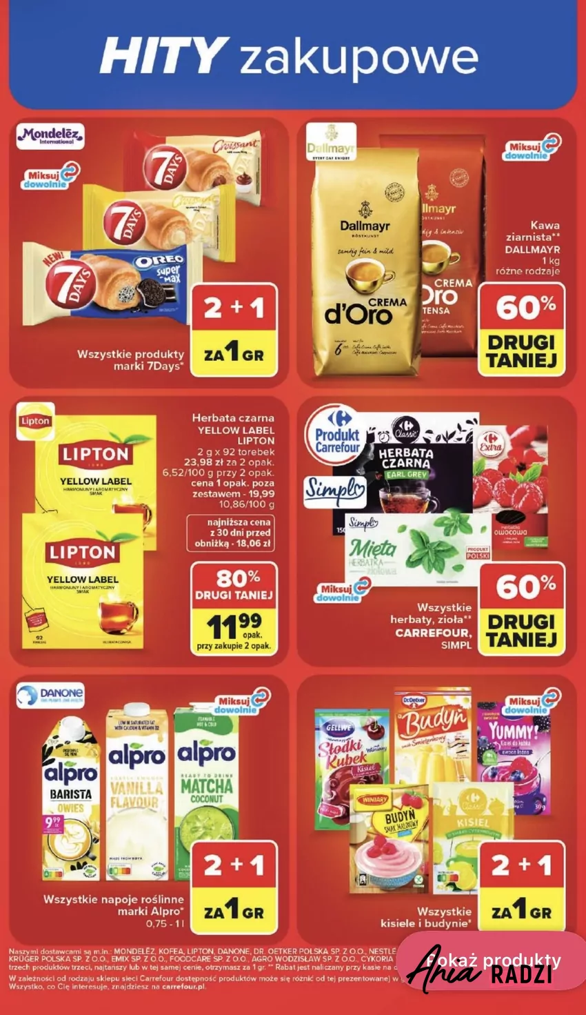 Kawa ziarnista Dallmayr (1 kg) obecnie tańsza o 60% za drugą paczkę w Carrefour Promocje w Carrefour