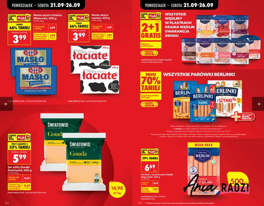 Masło, sery, parówki i wędliny w promocji Biedronka - gazetka