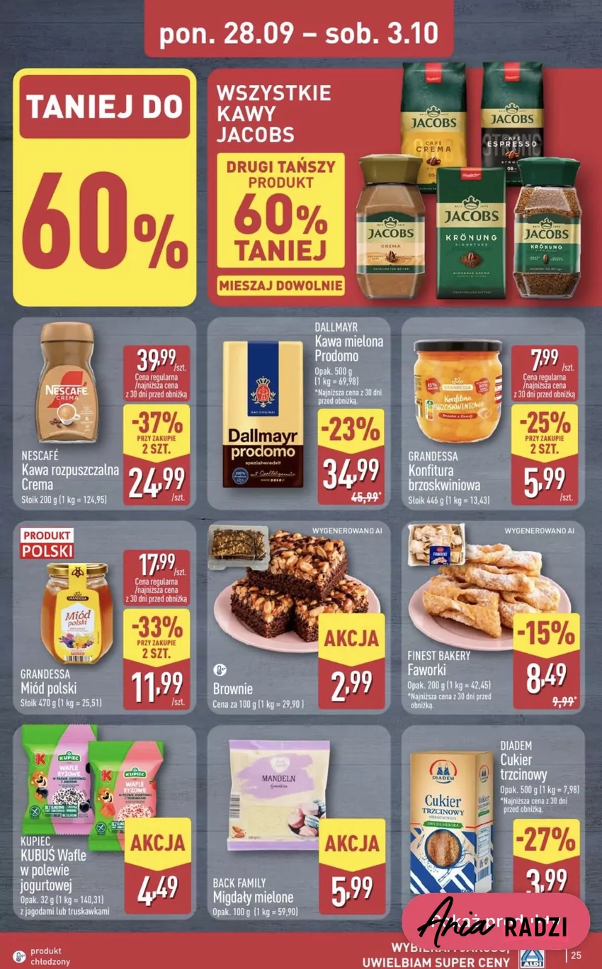 Wszystkie kawy Jacobs ze zniżką "drugi, tańszy produkt 60% taniej" Promocje w ALDI