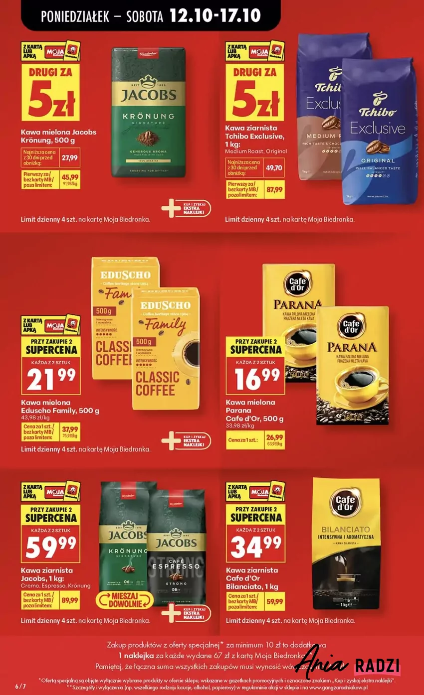 Kawa mielona Jacobs Kronung (500 g) w promocji "drugi za 5 zł" Promocje w Biedronce