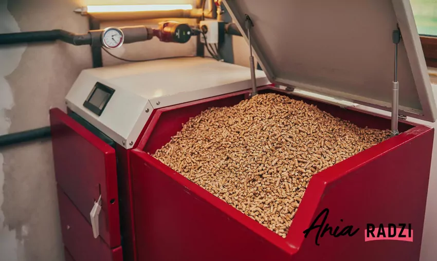 Piec na pellet w kotłowni