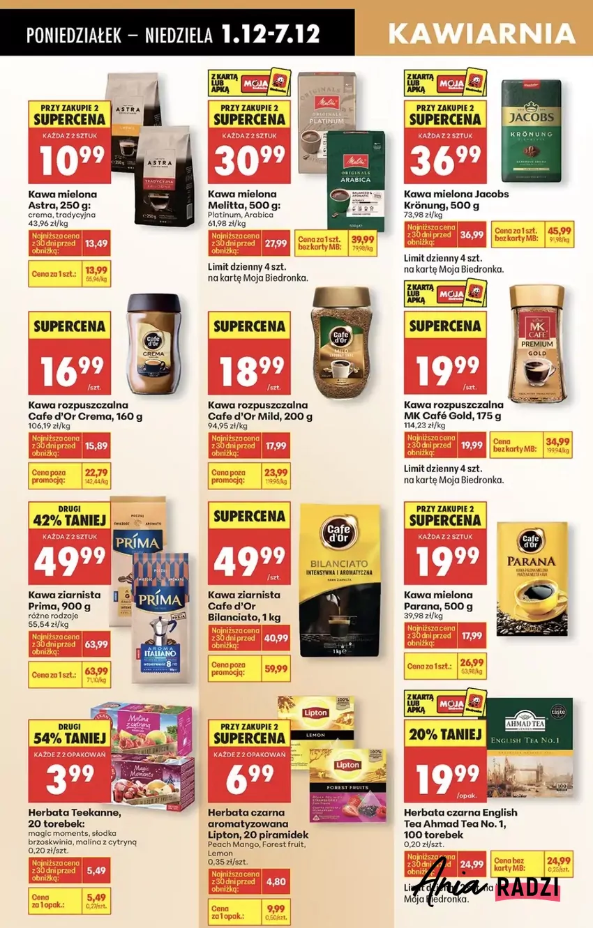 Poza kawą, w gazetce są też rabaty na herbatę Promocje w Biedronce