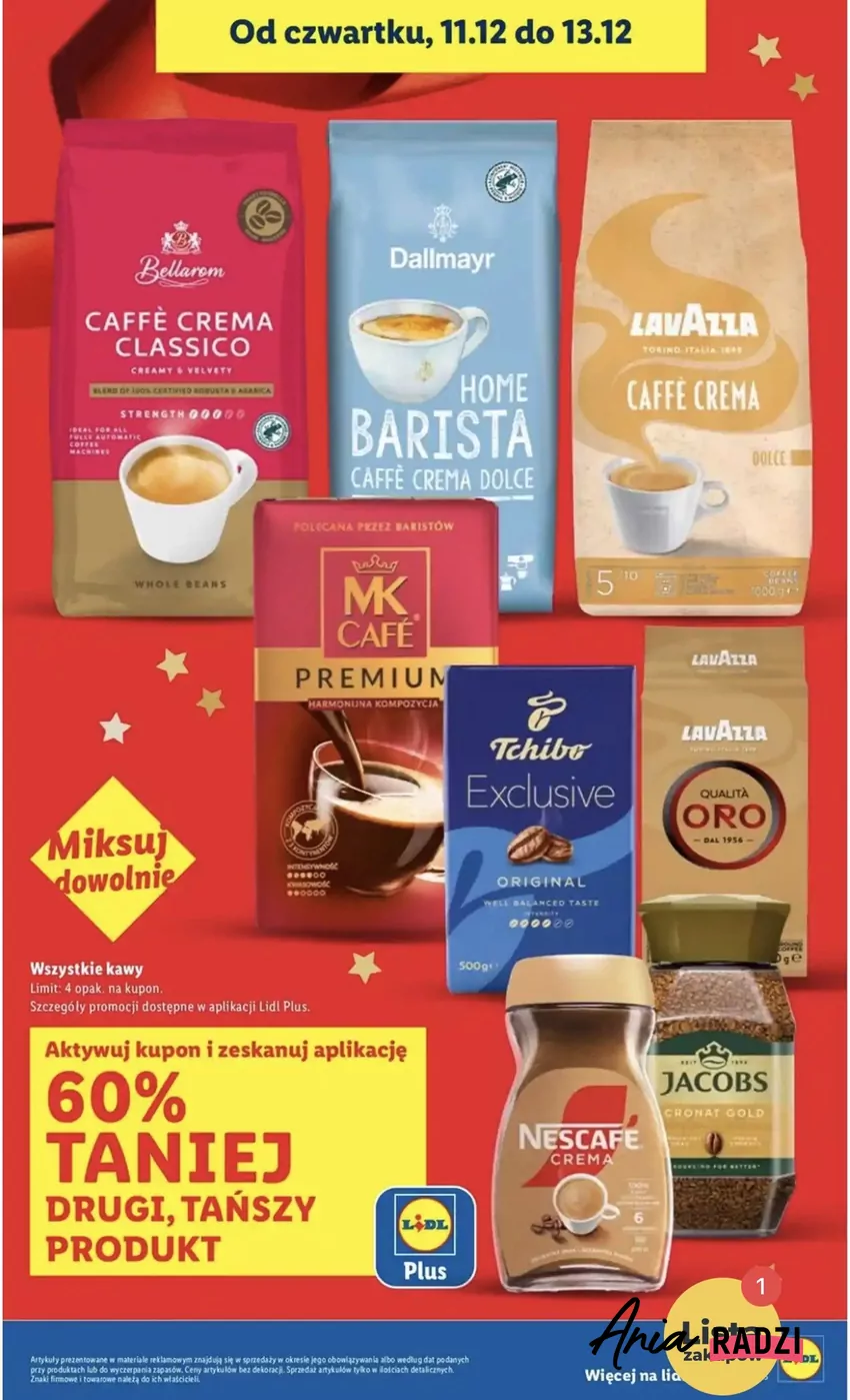 Weź maksymalnie 4 opakowania ulubionej kawy, by móc skorzystać z promocji Promocje w Lidlu