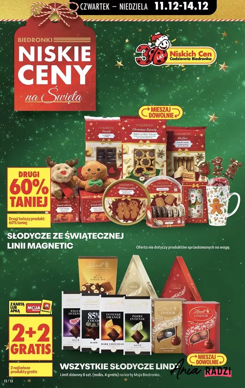 Słodycze ze świątecznej linii Magnetic przecniono o 60% (na drugą sztukę) Promocje w Biedronce