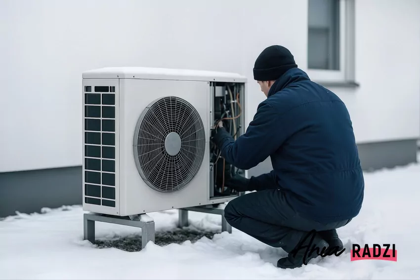 mężczyzna, pompa ciepła